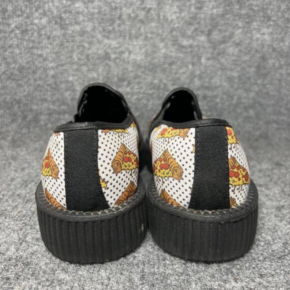 T.U.K Shoes Womens Size 7 White Black Creeper Slip-On Platform Pizza Print EU38 - Picture 4 of 9